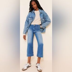 Maeve The Denim Colette Cropped Wide-Leg Jeans in Light Blue